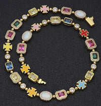 Thumbnail for Gold-Plated Hip-Hop Gemstone Necklace
