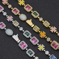 Thumbnail for Gold-Plated Hip-Hop Gemstone Necklace