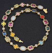 Thumbnail for Gold-Plated Hip-Hop Gemstone Necklace