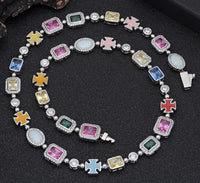 Thumbnail for Gold-Plated Hip-Hop Gemstone Necklace