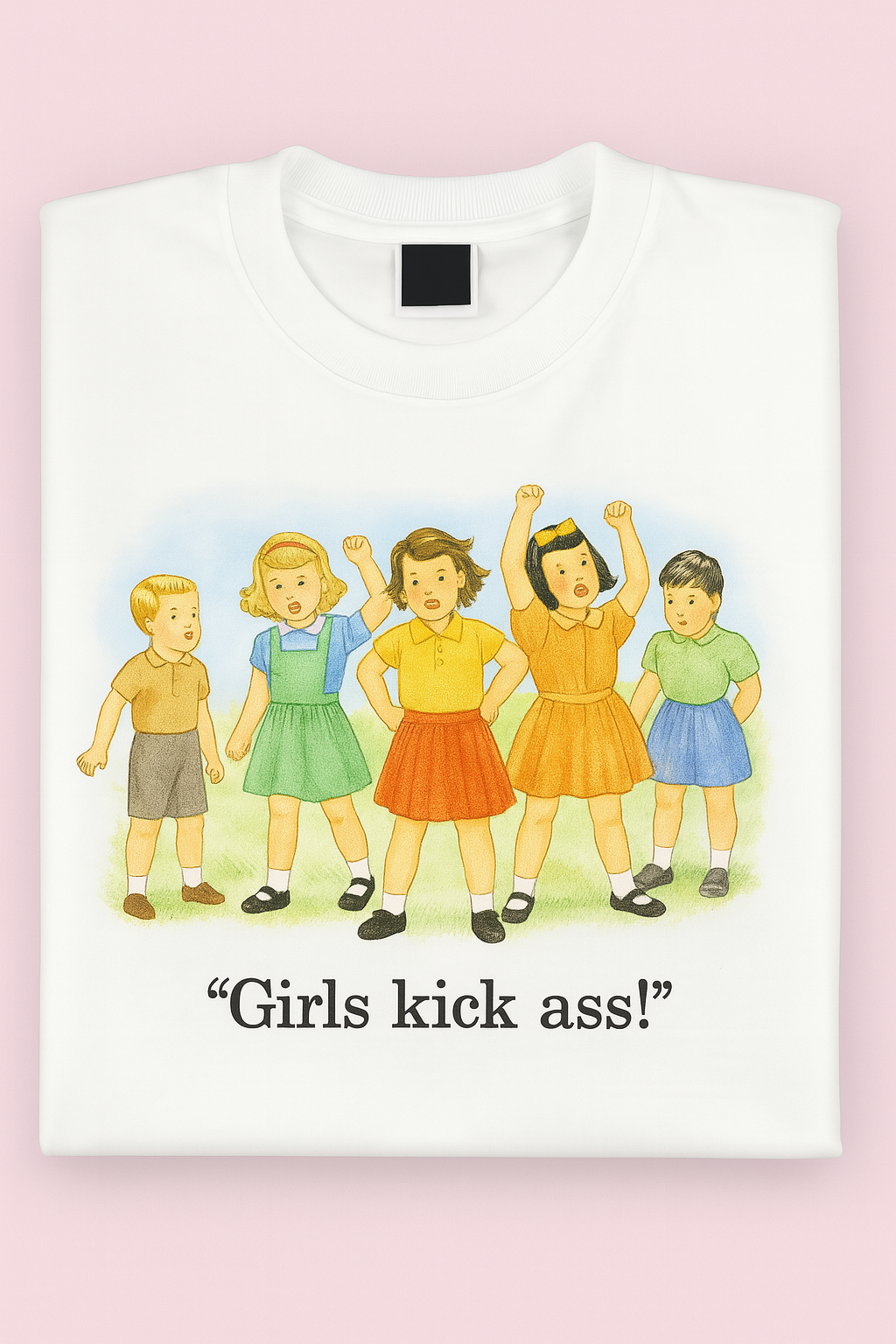 Childhood Girls Kick Ass! White Tshirt