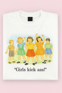 Thumbnail for Childhood Girls Kick Ass! White Tshirt