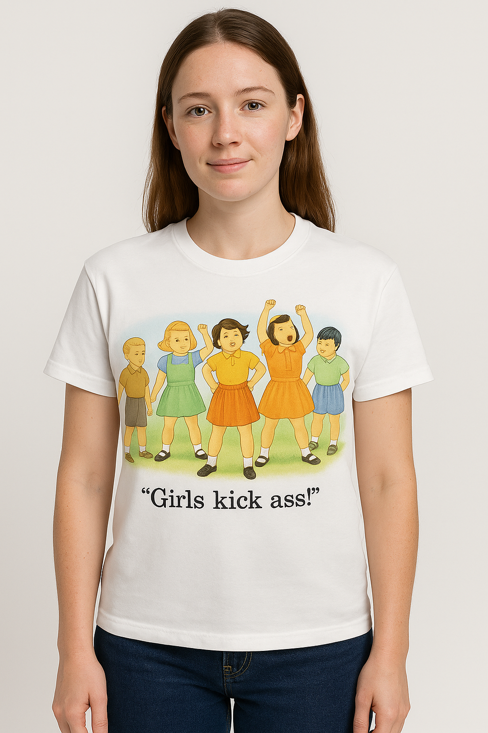 Childhood Girls Kick Ass! White Tshirt