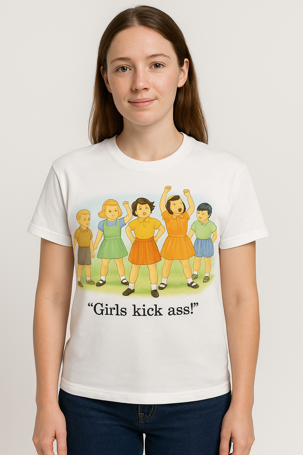 Childhood Girls Kick Ass! White Tshirt