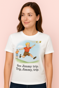 Thumbnail for Childhood See Jimmy Trip. Trip Jimmy Trip White Tshirt