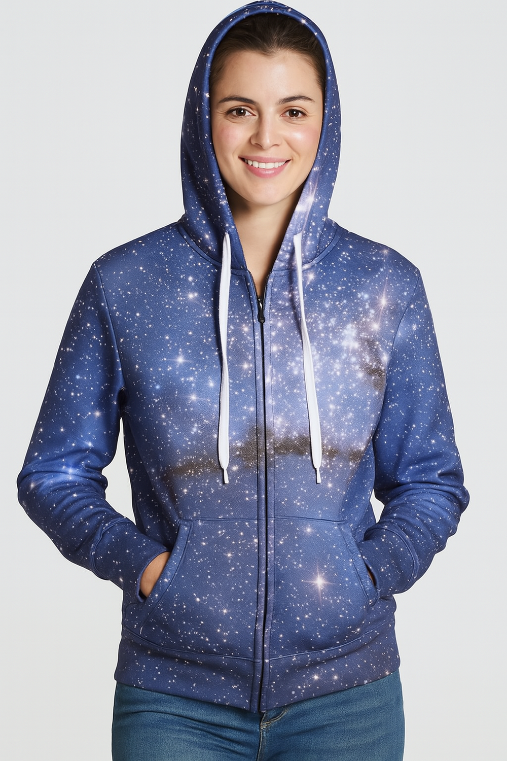 Dark Galaxy Allover 3D Print Zippered Hoodie