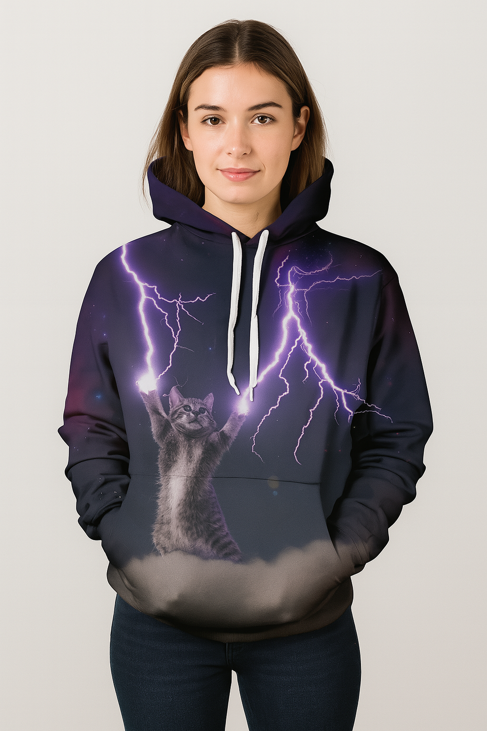 Lightning Cat Unisex Allover 3D Print Hoodie