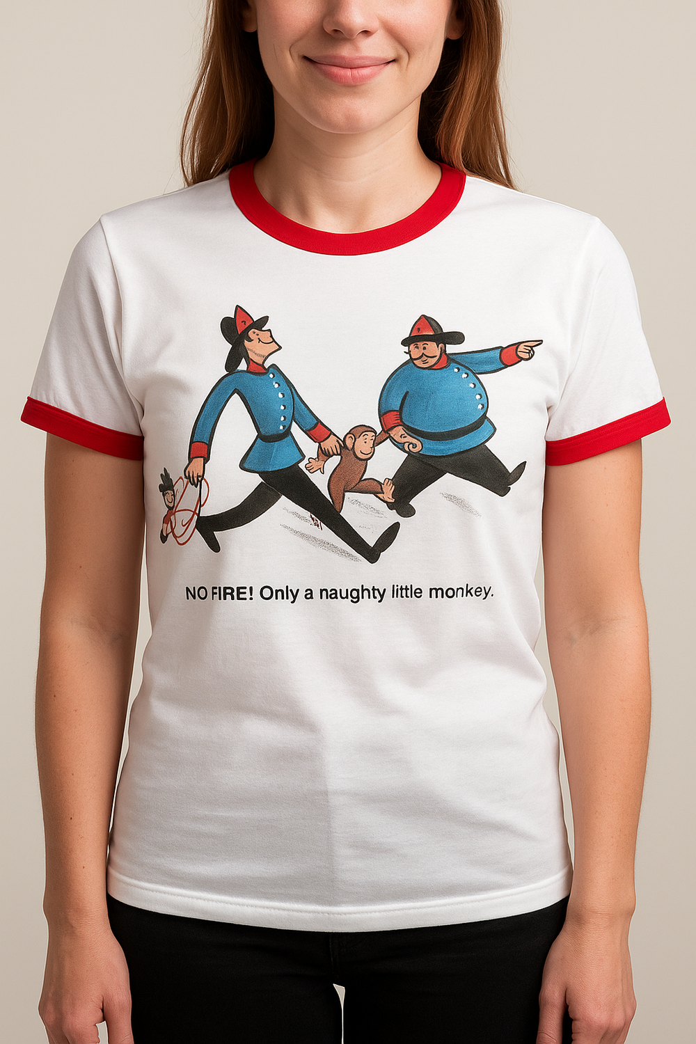 Curious George Fireman Red Ringer Tshirt