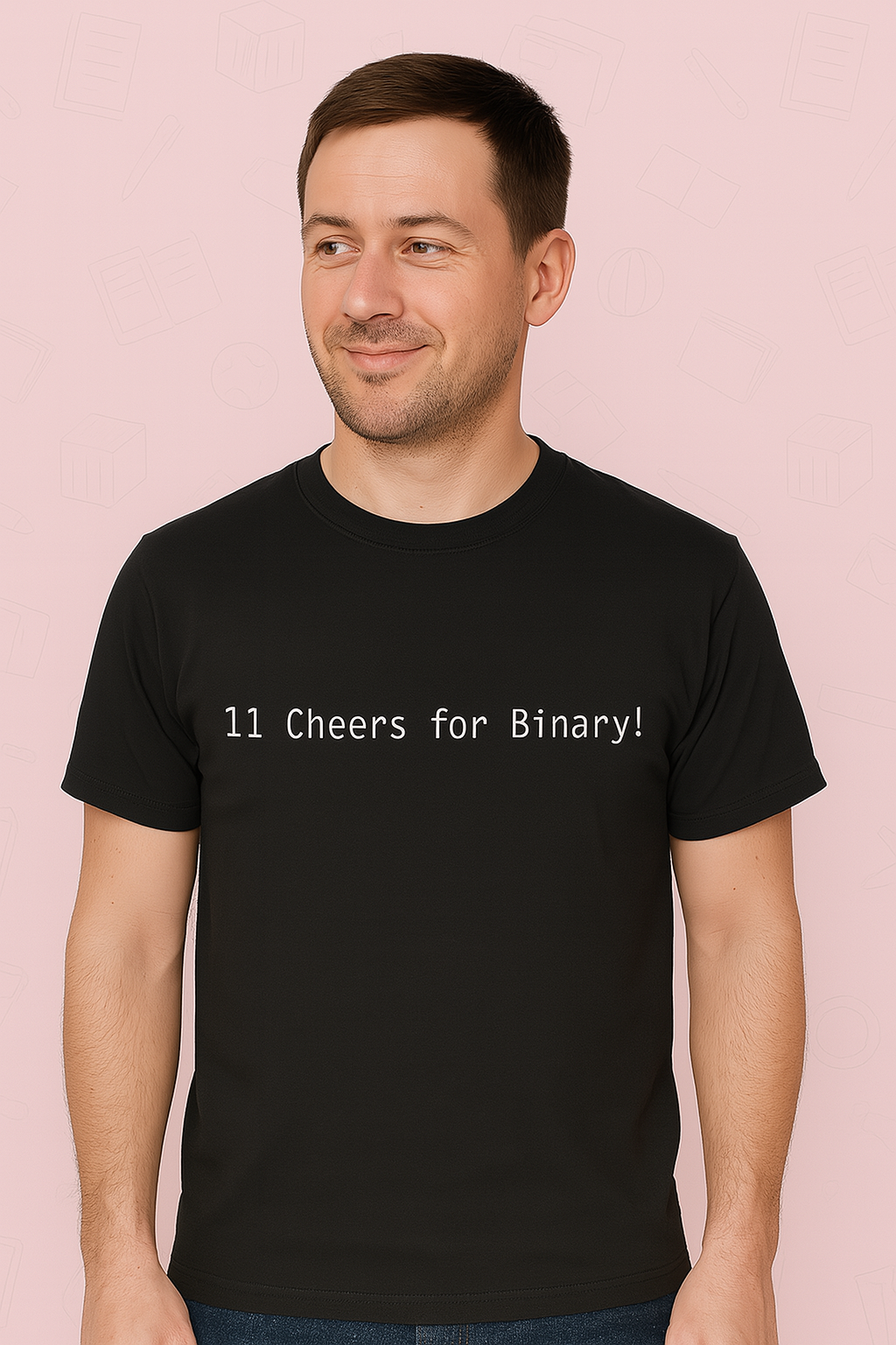 11 Cheers for Binary! Tshirt: Black With White Print