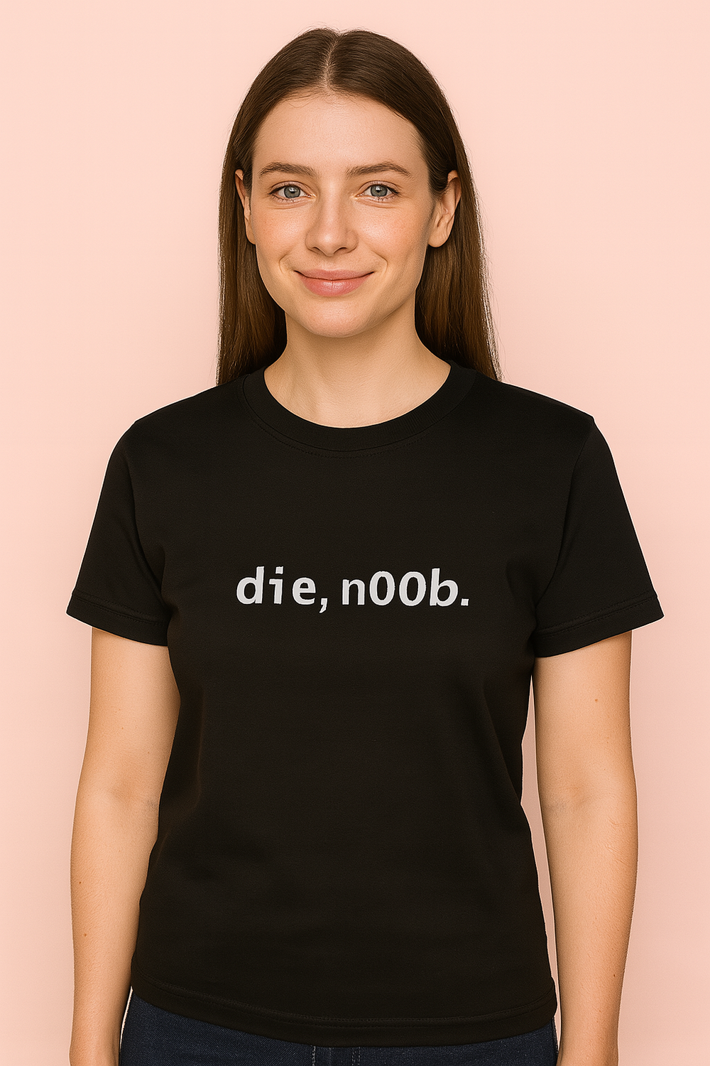 Die, Noob! Tshirt: Black With White Print