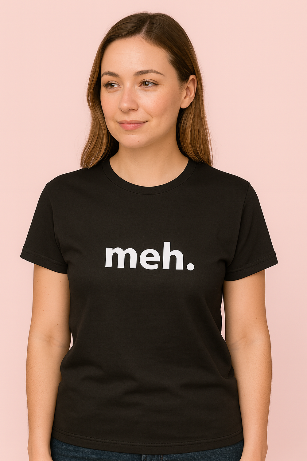 Meh. Tshirt: Black With White Print