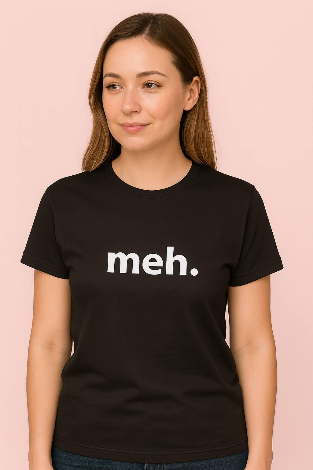 Meh. Tshirt: Black With White Print
