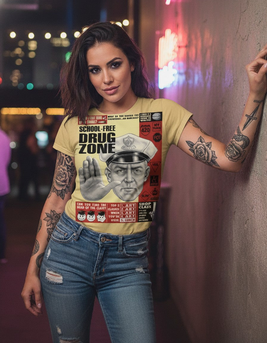 School-Free Drug Zone Retro Spoof tshirt T-Shirt