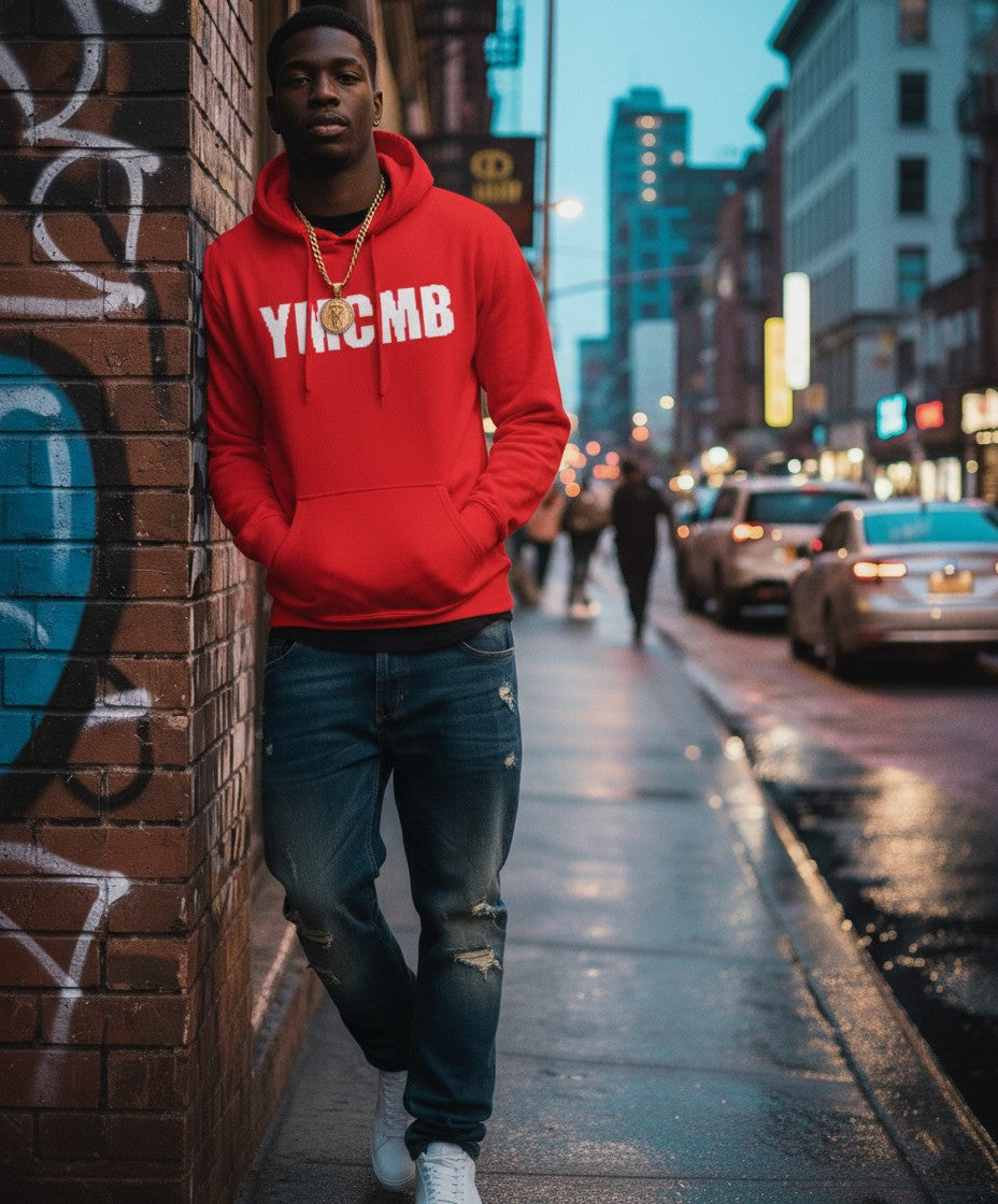 Ymcmb Hoodie: Red With White Print