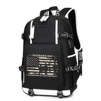 Thumbnail for Veterans Day Honoring All Who Served backpack in Black, angle view