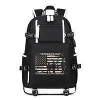 Thumbnail for Veterans Day Honoring All Who Served backpack in Black, front view