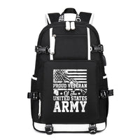 Thumbnail for Proud U.S. Army Veteran Flag backpack in Black, angle view