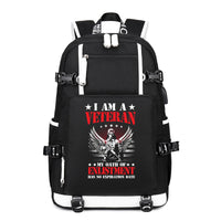 Thumbnail for I Am a Veteran Enlistment Eagle backpack in Black, angle view