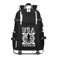 Thumbnail for USA Veteran Soldier Emblem backpack in Black, angle view