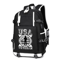 Thumbnail for USA Veteran Soldier Emblem backpack in Black, front view