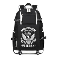 Thumbnail for Freedom Isn't Free U.S. Veteran backpack in Black, angle view