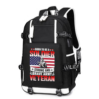 Thumbnail for Born to Be a Soldier Army Veteran backpack in Black, front view
