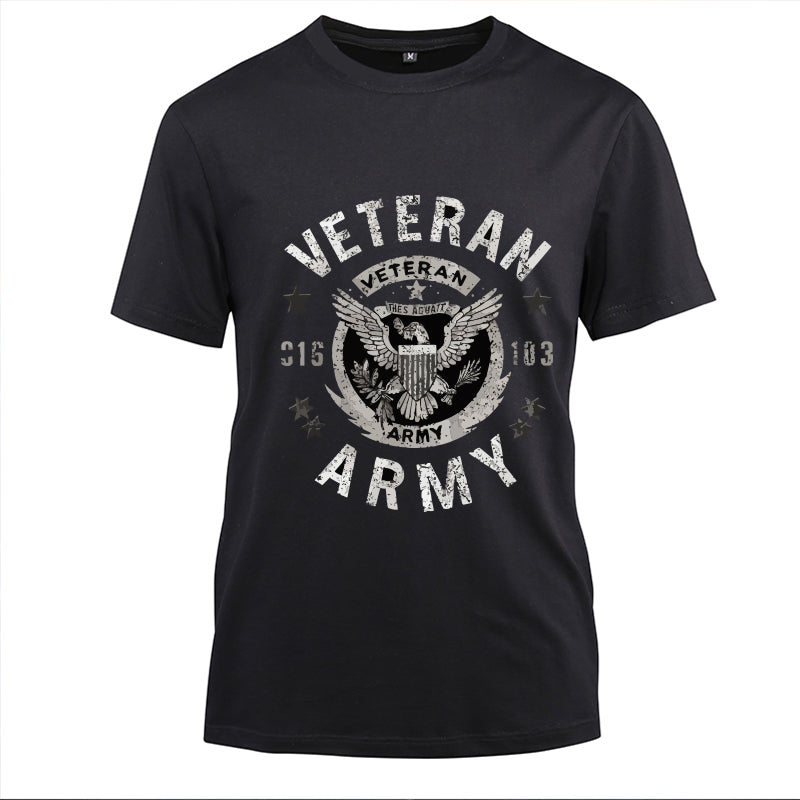U.S. Army Veteran Eagle Crest t-shirt in Black, front view