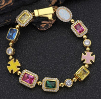 Thumbnail for Gold-Plated Hip-Hop Gemstone Necklace