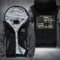 Thumbnail for Veterans Day Honoring All Who Served fleece jacket in Black Grey, product view