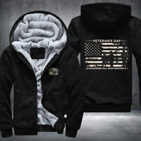 Thumbnail for Veterans Day Honoring All Who Served fleece jacket in Black, product view