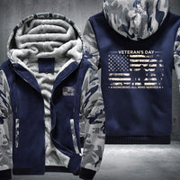 Thumbnail for Veterans Day Honoring All Who Served fleece jacket in Blue Camo, product view
