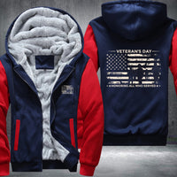 Thumbnail for Veterans Day Honoring All Who Served fleece jacket in Blue Red, product view
