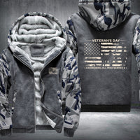 Thumbnail for Veterans Day Honoring All Who Served fleece jacket in Grey Camo, product view