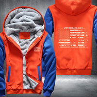 Thumbnail for Veterans Day Honoring All Who Served fleece jacket in Orange Blue, product view