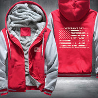 Thumbnail for Veterans Day Honoring All Who Served fleece jacket in Red Grey, product view