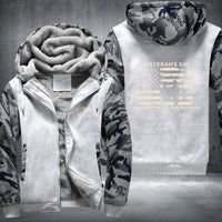 Thumbnail for Veterans Day Honoring All Who Served fleece jacket in White Camo, product view