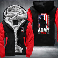 Thumbnail for Proud Army Son American Flag fleece jacket in Black Red, product view