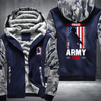 Thumbnail for Proud Army Son American Flag fleece jacket in Blue Camo, product view