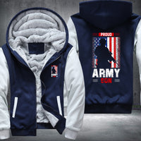 Thumbnail for Proud Army Son American Flag fleece jacket in Blue White, product view
