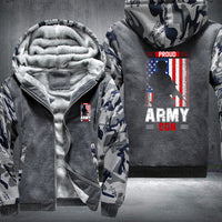 Thumbnail for Proud Army Son American Flag fleece jacket in Grey Camo, product view