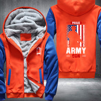Thumbnail for Proud Army Son American Flag fleece jacket in Orange Blue, product view