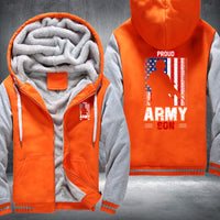 Thumbnail for Proud Army Son American Flag fleece jacket in Orange Grey, product view