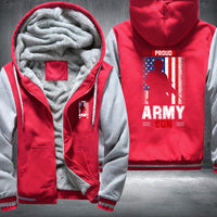 Thumbnail for Proud Army Son American Flag fleece jacket in Red Grey, product view