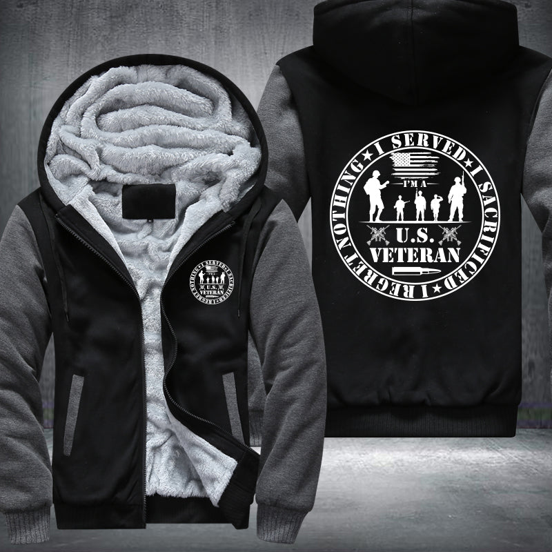 U.S. Veteran Service Badge fleece jacket in Black Grey, product view