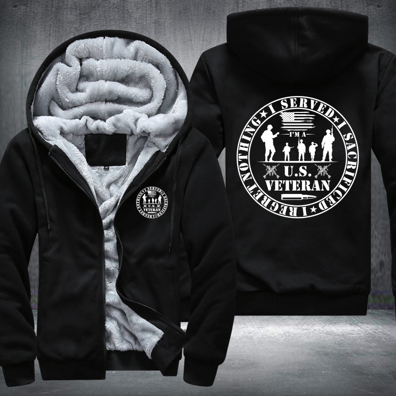 U.S. Veteran Service Badge fleece jacket in Black, product view