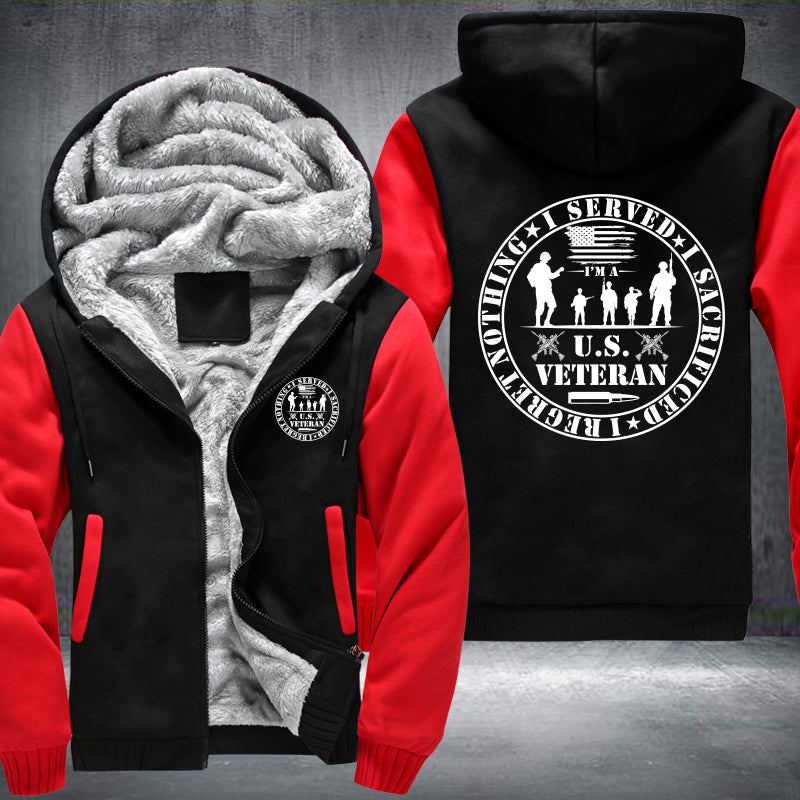 U.S. Veteran Service Badge fleece jacket in Black Red, product view