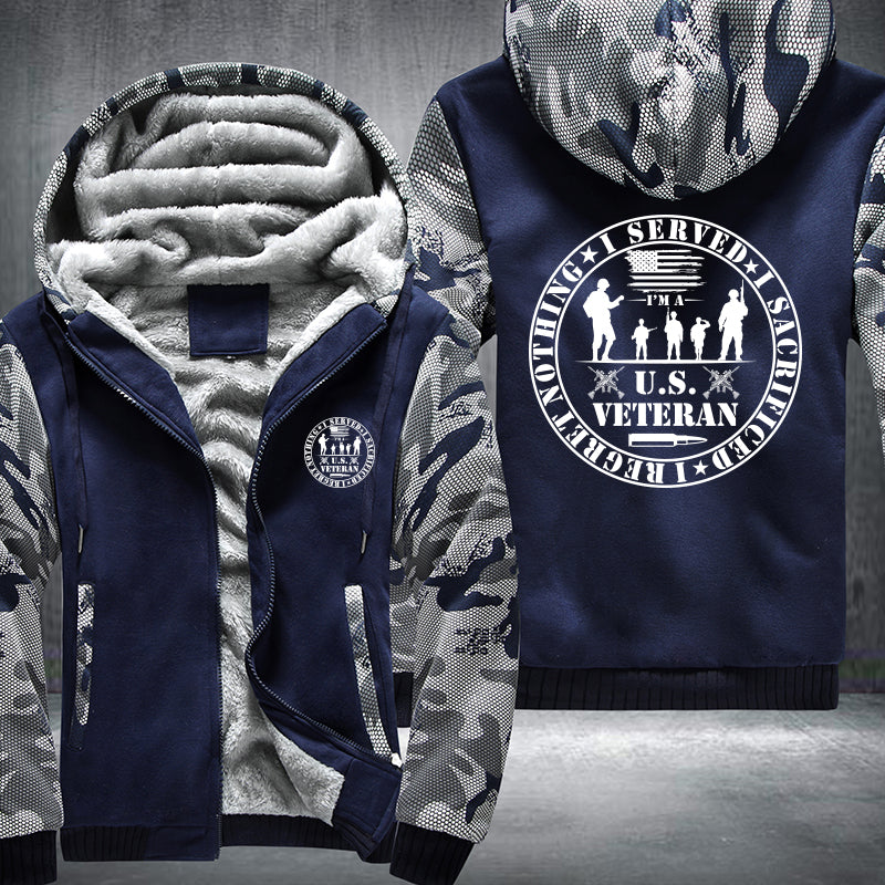 U.S. Veteran Service Badge fleece jacket in Blue Camo, product view