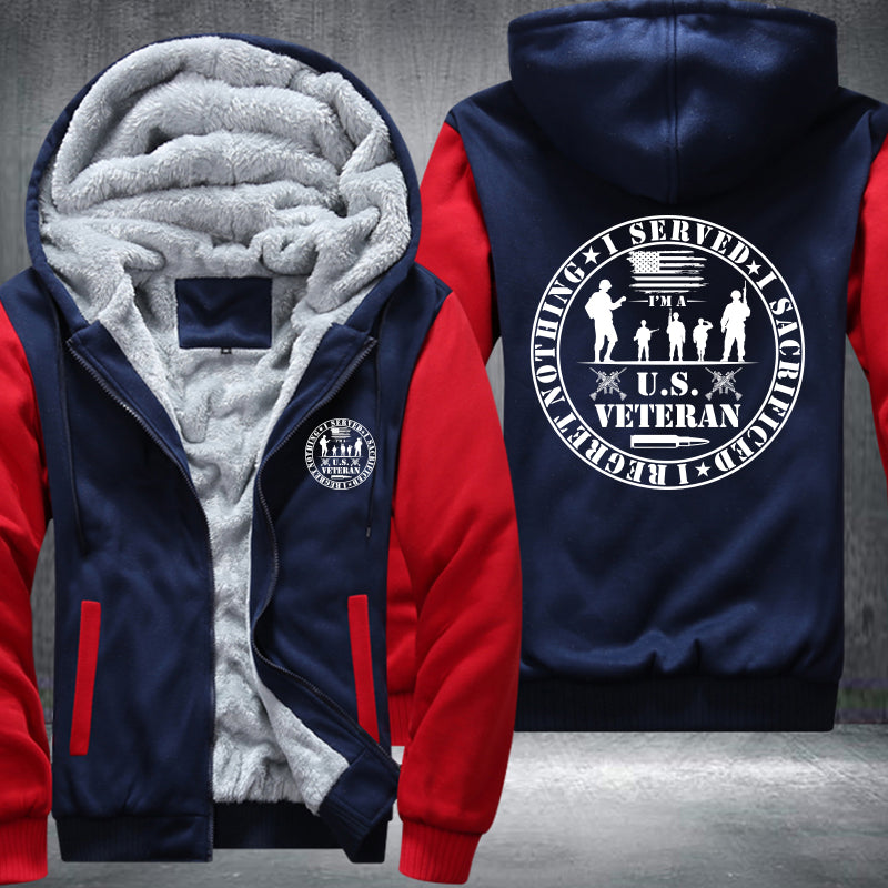 U.S. Veteran Service Badge fleece jacket in Blue Red, product view