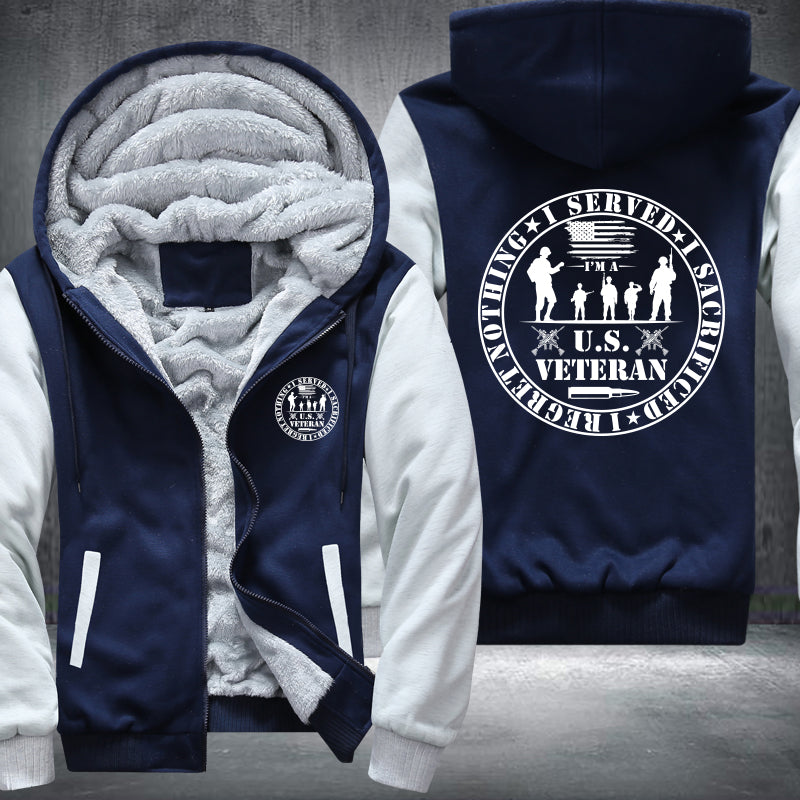 U.S. Veteran Service Badge fleece jacket in Blue White, product view