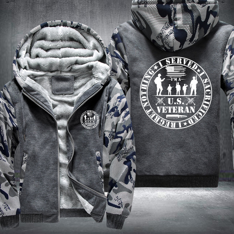 U.S. Veteran Service Badge fleece jacket in Grey Camo, product view